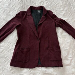 Women's Majestic Paris x Neiman Marcus Burgundy Sweater Cashmere Blazer